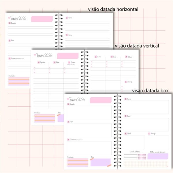 Planner Rose 2025 Feminino - Arquivo Digital - Imagem 2