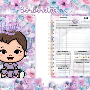 rotina do bebe borboleta menina arquivo digital encadernacao
