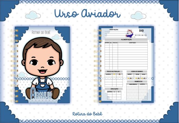 Rotina do Bebê Ursinho Aviador Menino - Arquivo Digital