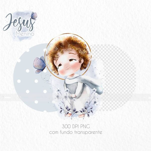 Santinhos Católicos Jesus Menino Ilustrações Aquareladas