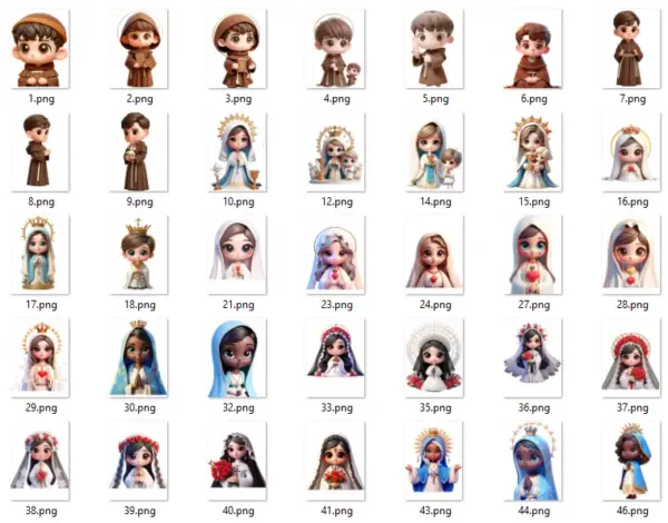 Santinhos Em 3d Kit Digital Png Para Eventos Religiosos