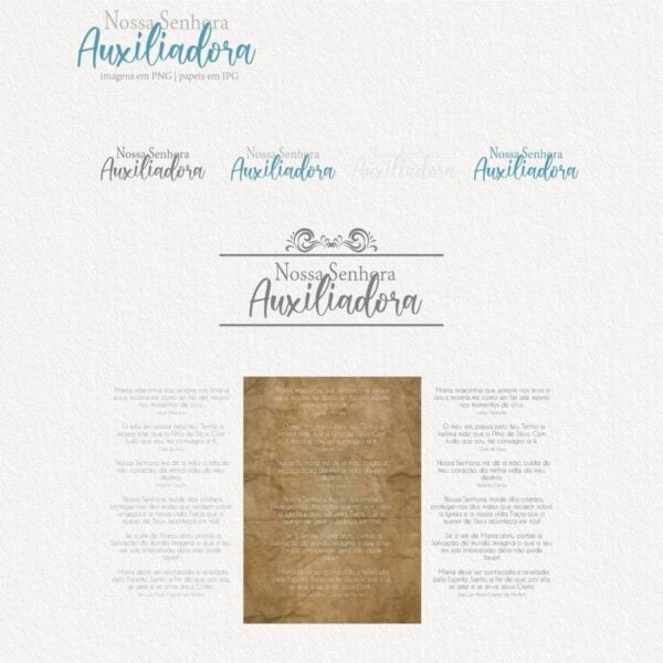 Santinhos Nossa Senhora Auxiliadora Kit Aquarelado Png
