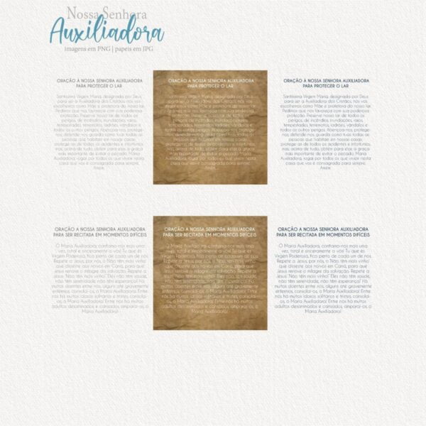 Santinhos Nossa Senhora Auxiliadora Kit Aquarelado Png