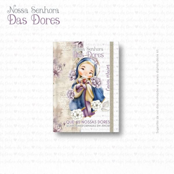 Santinhos Nossa Senhora das Dores Kit Digital Aquarelado Png