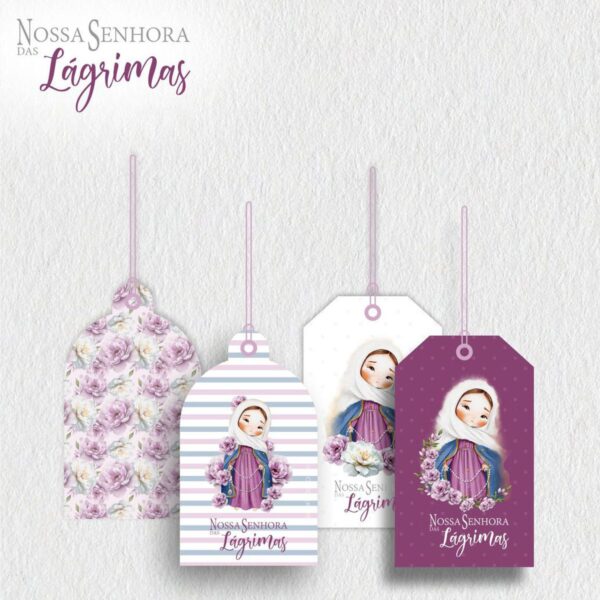 Santinhos Nossa Senhora das Lágrimas Kit Digital Aquarela