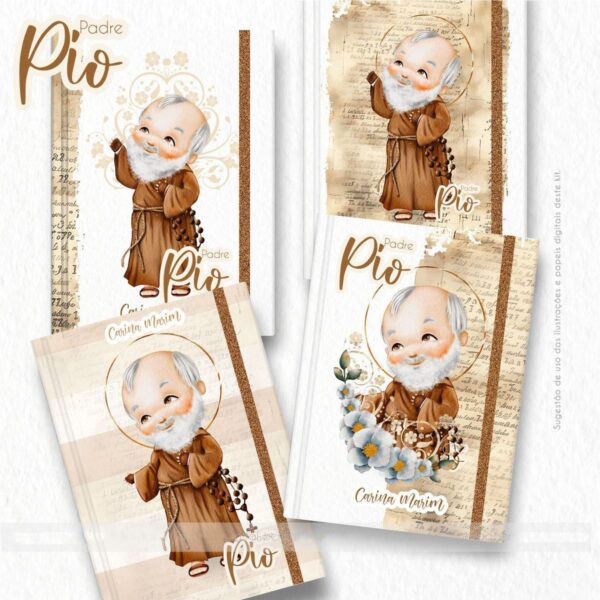 Santinhos Png Padre Pio Kit Digital Aquarelado Religioso 2