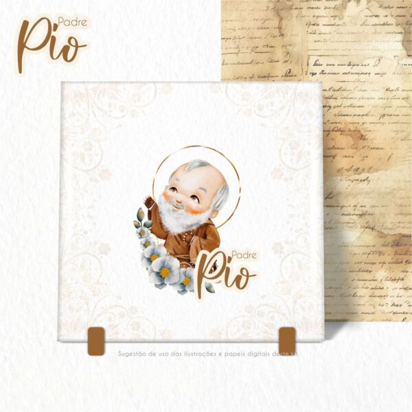 Santinhos Png Padre Pio Kit Digital Aquarelado Religioso 5