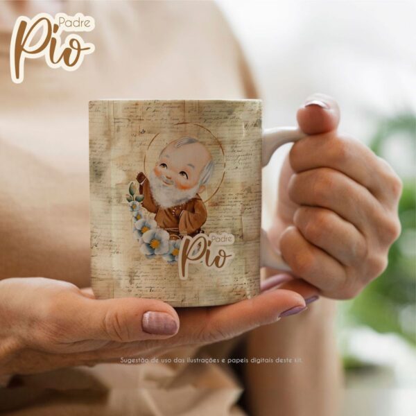 Santinhos Png Padre Pio Kit Digital Aquarelado Religioso