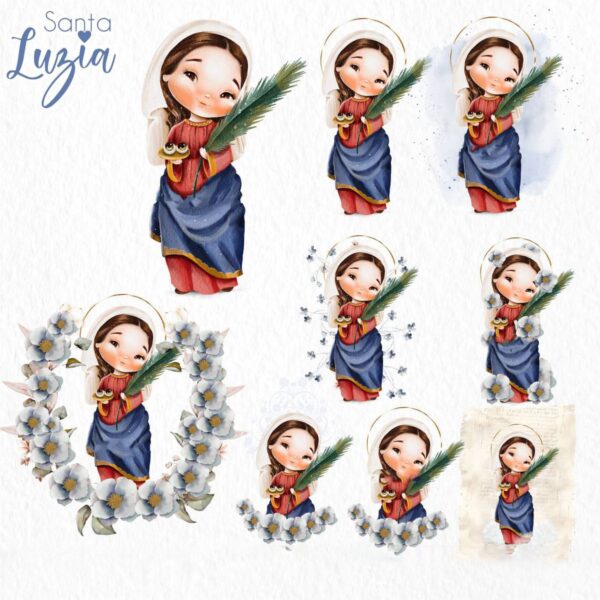 Santinhos Santa Luzia Png Ilustrações Imagens Aquareladas