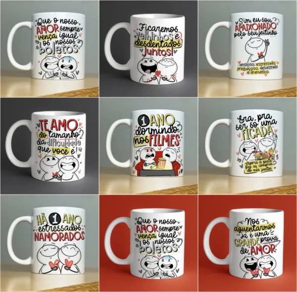 Seleção Premium de Artes para Caneca do Dia dos Namorados