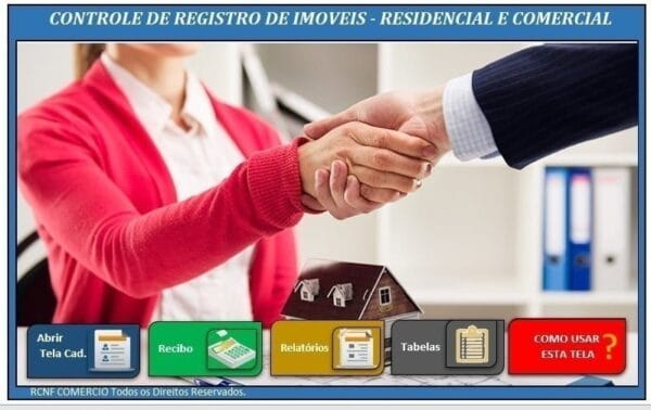 Sistema Controle Imóveis Aluguel Residencial Comercial Excel