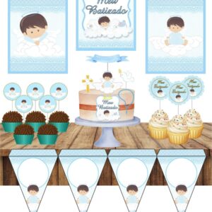 so um bolinho batizado azul arquivo digital scrapbook