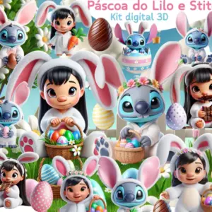 Stitch Tematica Pascoa Png Kit Digital Para Personalizacao 2