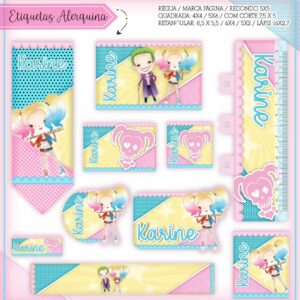Tags Escolares Etiqueta Alerquina Harley Quinn - Arquivo de Corte