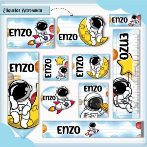 Tags Escolares Etiqueta Astronauta - Arquivo de Corte