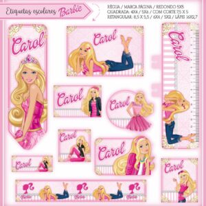 Tags Escolares Etiqueta Barbie - Arquivo de Corte