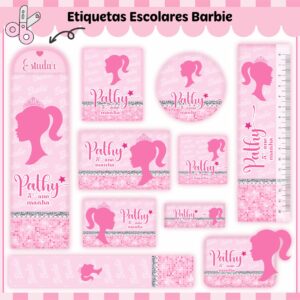 Tags Escolares Etiqueta Barbie V2 - Arquivo de Corte