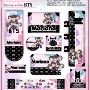 Tags Escolares Etiqueta BTS - Arquivo de Corte
