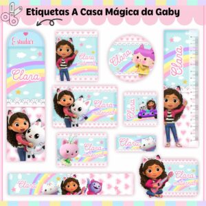 Tags Escolares Etiqueta Casa Mágica da Gaby - Arq. de Corte