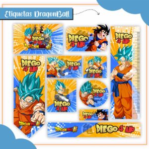 Tags Escolares Etiqueta Dragon Ball Z - Arquivo de Corte