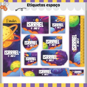 Tags Escolares Etiqueta Espaço V2 - Arquivo de Corte