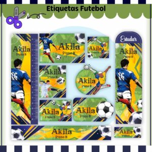 Tags Escolares Etiqueta Futebol - Arquivo de Corte