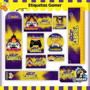 Tags Escolares Etiqueta Gamer V2 - Arquivo de Corte