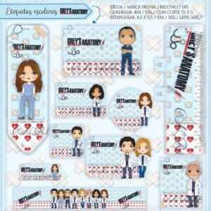 Tags Escolares Etiqueta Grey's Anatomy - Arquivo de Corte