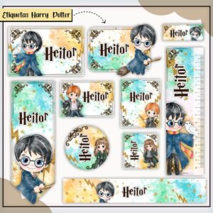 Tags Escolares Etiqueta Harry Potter Colors - Arquivo de Corte