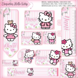Tags Escolares Etiqueta Hello Kitty - Arquivo de Corte