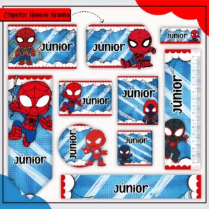 Tags Escolares Etiqueta Homem Aranha - Arquivo de Corte