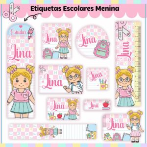 Tags Escolares Etiqueta Kit Aluninhas - Arquivo de Corte