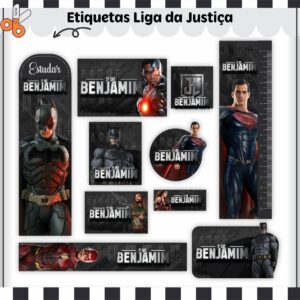 Tags Escolares Etiqueta Liga da Justiça V2 - Arquivo de Corte