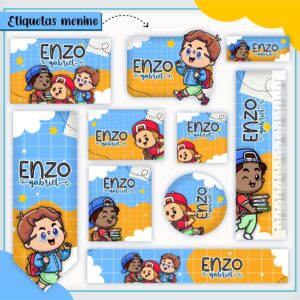 Tags Escolares Etiqueta Menininho - Arquivo de Corte