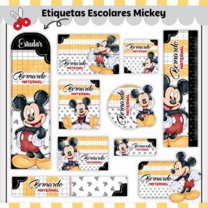 Tags Escolares Etiqueta Mickey V2 - Arquivo de Corte