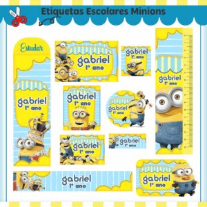 Tags Escolares Etiqueta Minions - Arquivo de Corte