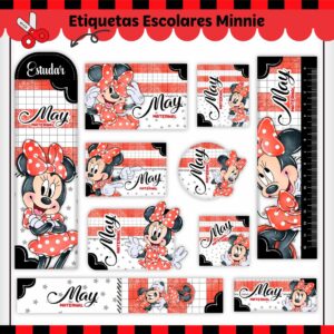 Tags Escolares Etiqueta Minnie - Arquivo de Corte
