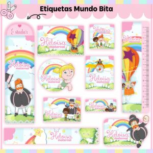 Tags Escolares Etiqueta Mundo Bita Menina - Arquivo de Corte