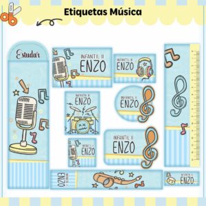 Tags Escolares Etiqueta Música - Arquivo de Corte