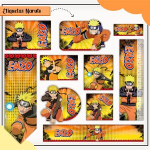 Tags Escolares Etiqueta Naruto - Arquivo de Corte