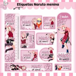 Tags Escolares Etiqueta Naruto Menina - Arquivo de Corte