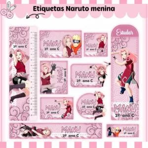 Tags Escolares Etiqueta Naruto Menina - Arquivo de Corte