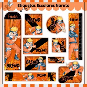 Tags Escolares Etiqueta Naruto V2 - Arquivo de Corte
