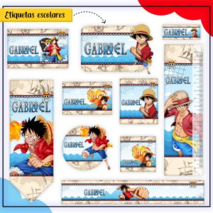 Tags Escolares Etiqueta One Piece - Arquivo de Corte
