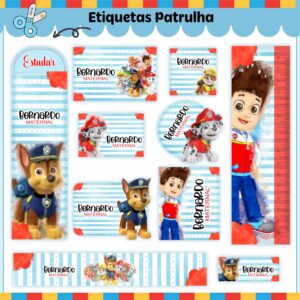 Tags Escolares Etiqueta Patrulha Canina V2 - Arquivo de Corte