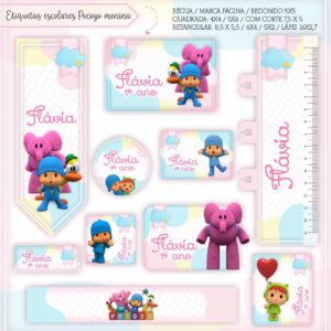 Tags Escolares Etiqueta Pocoyo Menina - Arquivo de Corte