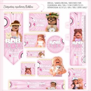 Tags Escolares Etiqueta Roblox Menina - Arquivo de Corte