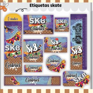 Tags Escolares Etiqueta Skate - Arquivo de Corte