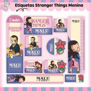 Tags Escolares Etiqueta Stranger Things - Arquivo de Corte