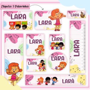Tags Escolares Etiqueta Três Palavrinhas Menina Arq. Corte